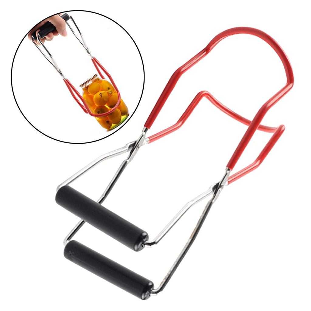 Stainless Steel Canning Jar Lifter Tongs, Can Gripper Clamp, Wide-Mouth with Rubber Grips, Long Handle, Anti-Slip