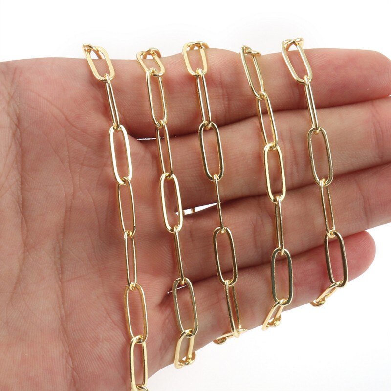 1 Meter Koper Oval Link Chain Paperclip Vierkante Kabel Ketting Armband Kettingen Bevindingen Voor Sieraden Maken Levert Accessoires
