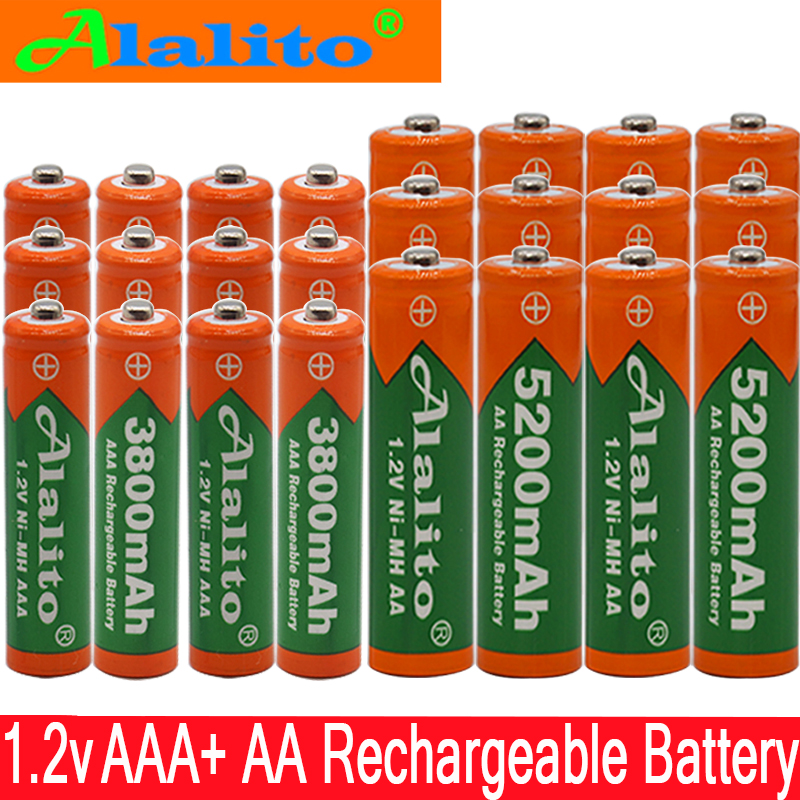 Alalito 5200 Mah Ni Mh Aa Oplaadbare Batterijen + Aaa Batterij 3800 Mah Rechageable Batterij Ni-Mh 1.2 V aaa Batterij