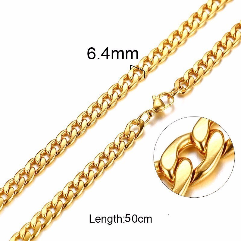 HANDSOME MEN'S FILLED BOXCHAIN CUBA LINK CHOKER FIGARO CHAIN NECKLACE IN ENDURABLE STAINLESS STEEL MALE FEMALE JEWELRY: 164-50G