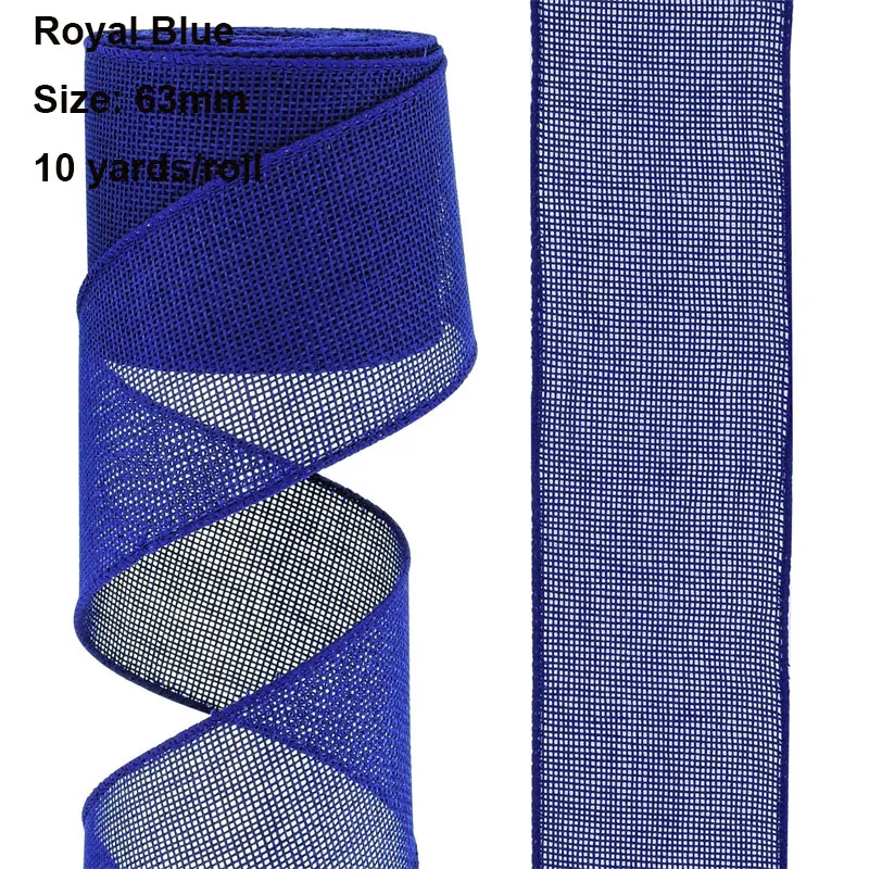 10 meter 63mm säckvävsband trådband enfärgat tygband för gör-det-själv-pyssel julklappsband krans festdekor: Svart nickel
