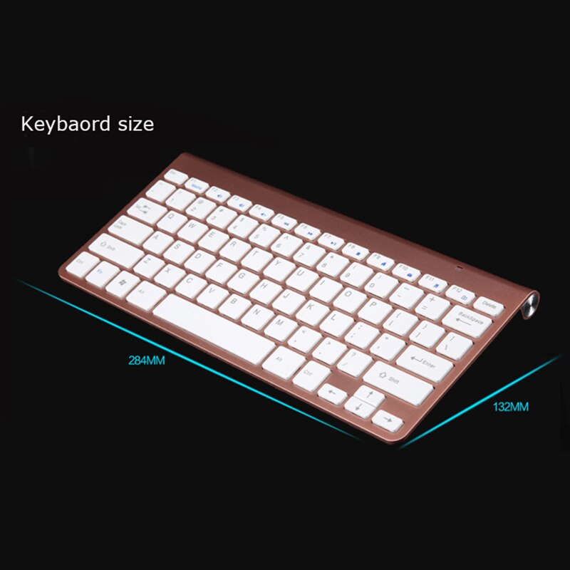 Teclado y ratón inalámbricos ultradelgados de 2,4 Ghz, conjunto de ratón con receptor USB, para Apple PC, Windows XP/7/8/10, color oro rosa