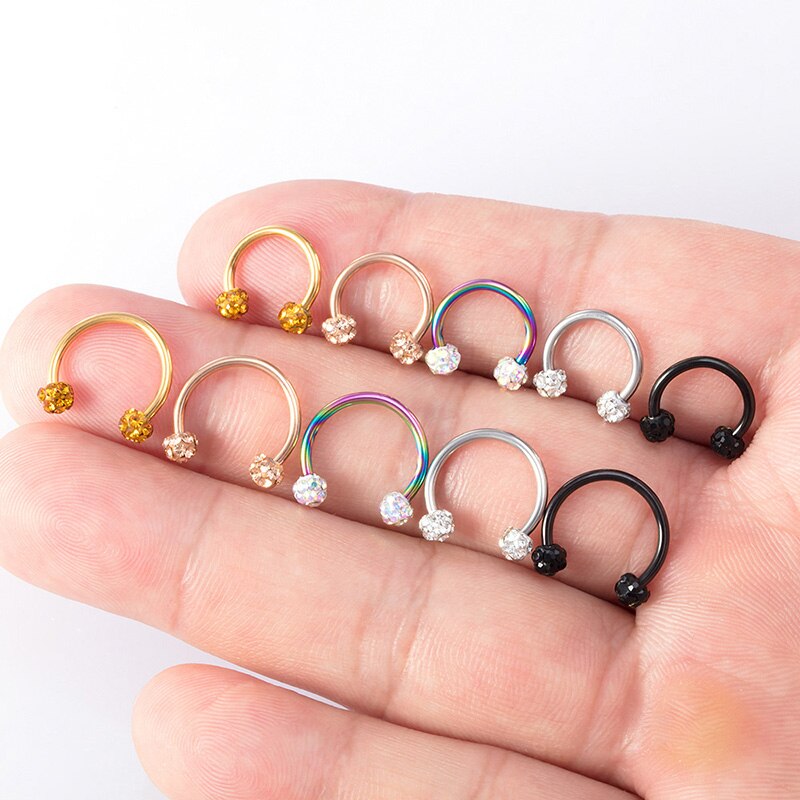 Anillo para el tabique de la nariz, joyería para Piercing de herradura, 16G, pendientes Tragus de hélice para cartílago, Aro para Piercing de labio, retenedor de 8mm, 1 unidad