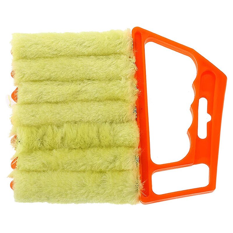 Household Window Blind Cleaning Tools Detachable Shutters Duster Brush with 7 Microfiber Sleeves for Air Conditioner Vent Outlet: Orange