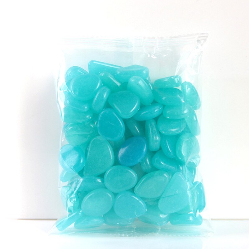50Pcs/Set Aquarium Decoration Glow In The Dark Stone Fish Tank Accessories Artificial Luminous Pebbles Stone Walkway Decor: Blue