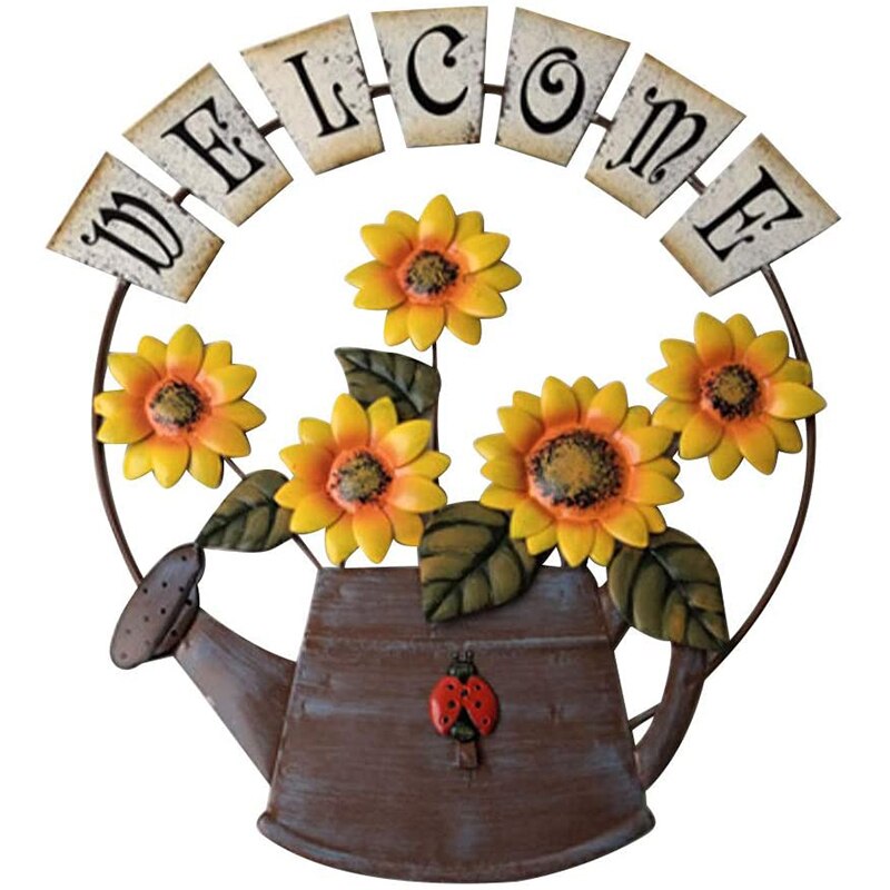 Tuin Zonnebloem Welkom Teken Vintage Metalen Welkom Teken Voor Front Deur Opknoping Metalen Welkom Muur Plaque
