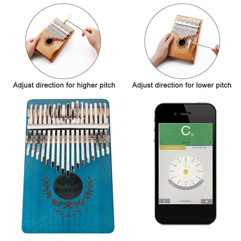 17 nyckel tumme piano mahogny musikinstrument mbira hammar klistermärke kit barn nybörjare bärbart finger piano