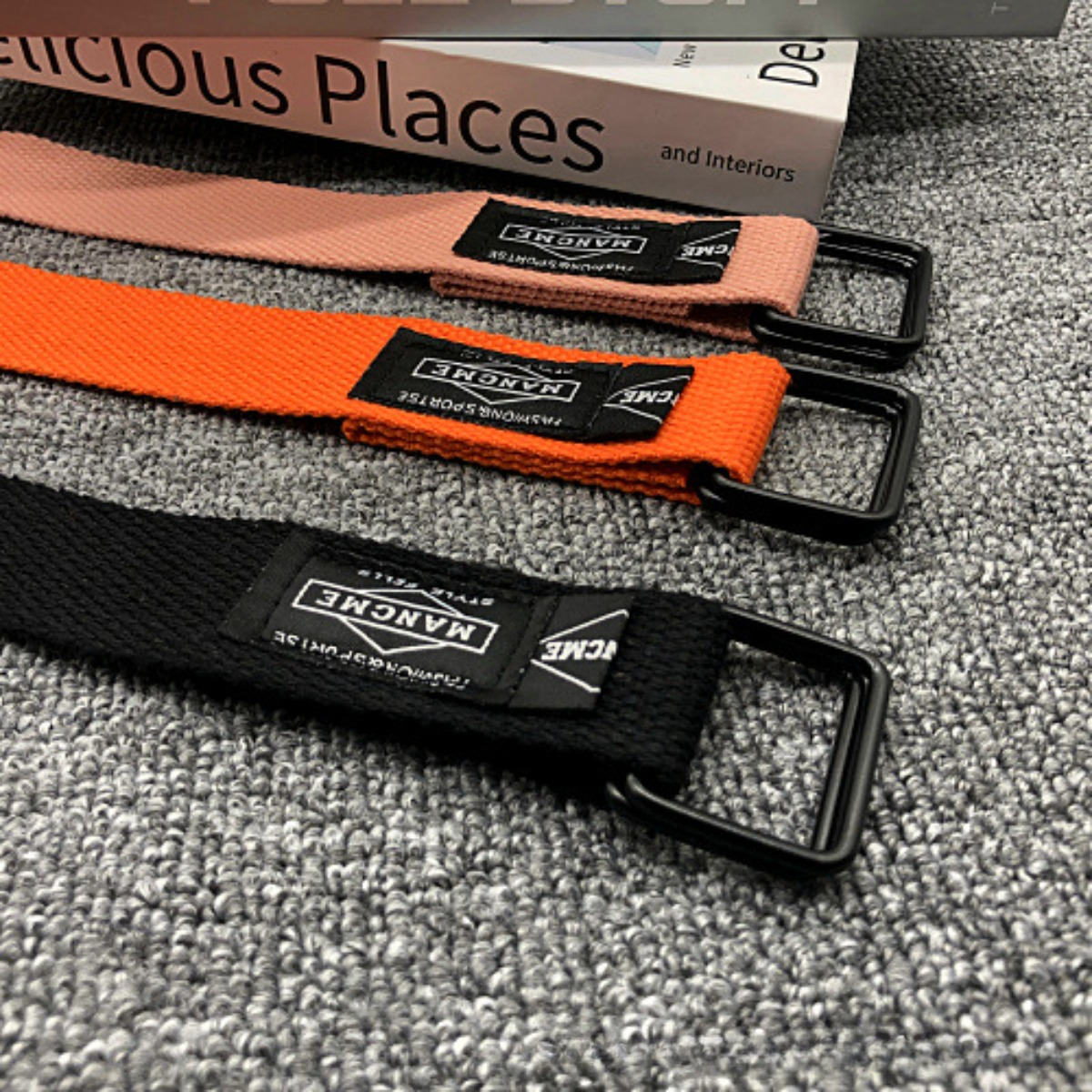 Cinturón de lona tejido con doble hebilla a la de 120cm para mujeres y hombres, accesorios para cinturones deportivos