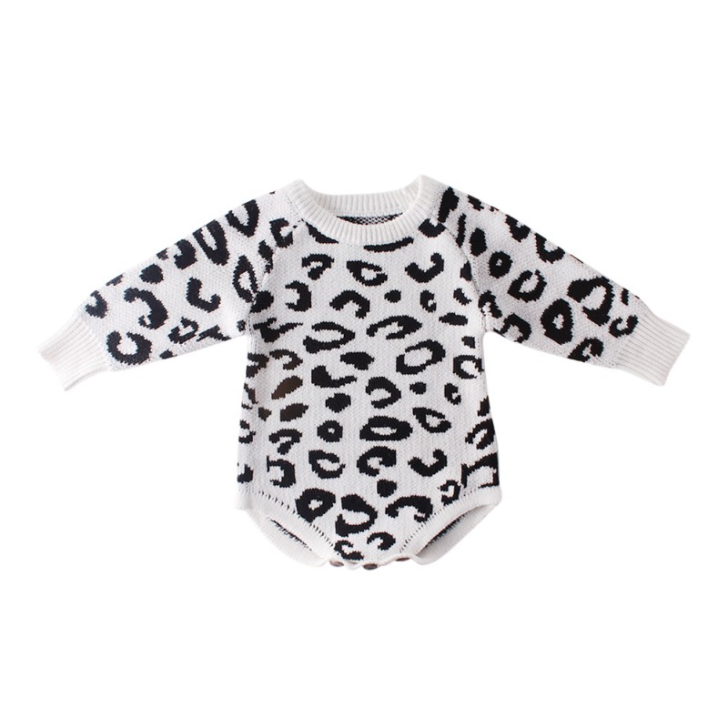 Knitted Baby Clothes Newborn Baby Romper Leopard Baby Girl Romper Cotton Infant Baby Boy Romper Infant Baby Jumpsuit Overalls: B / 3M