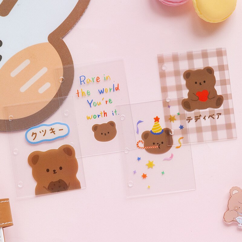 4 Sheets Cute Japanese Stationery Papeleria Pvc Separator Page 3 Hole Mini Diary Notebook Plastic Kawaii Loose-leaf Journal Deco