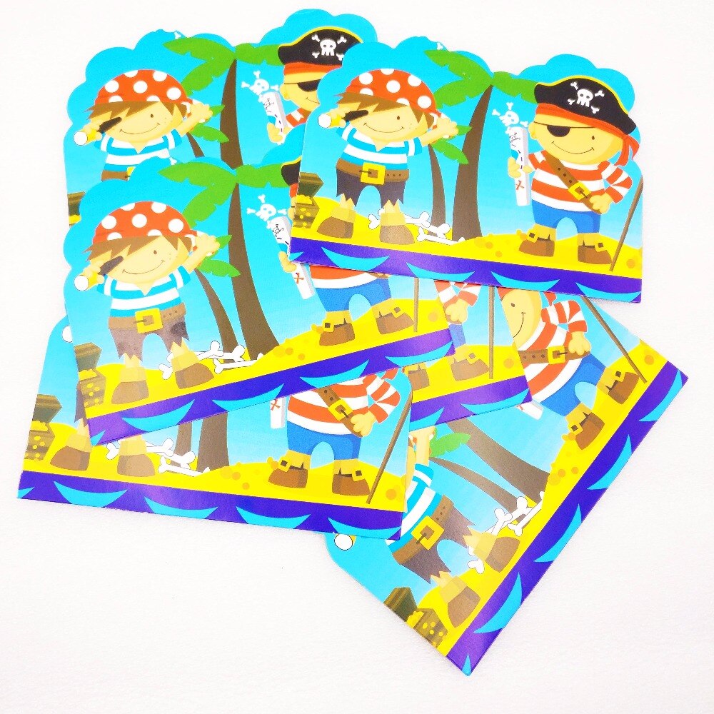 6 stuks/zak cartoon piraten uitnodigingskaart bedankje verjaardag leuke feestbenodigdheden evenement decoratie kinderbenodigdheden kinderen piratenfeest