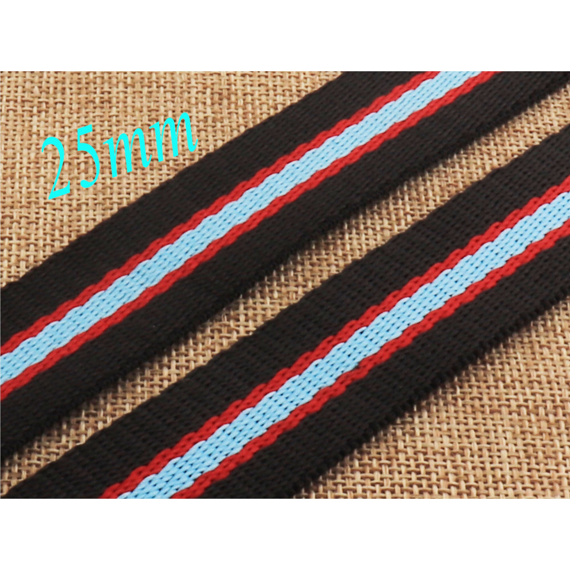 1 "czarny czerwony niebieski pasek miękki pas parciany brelok poliester brelok smycz uchwyt 25mm pasek torby taśmój