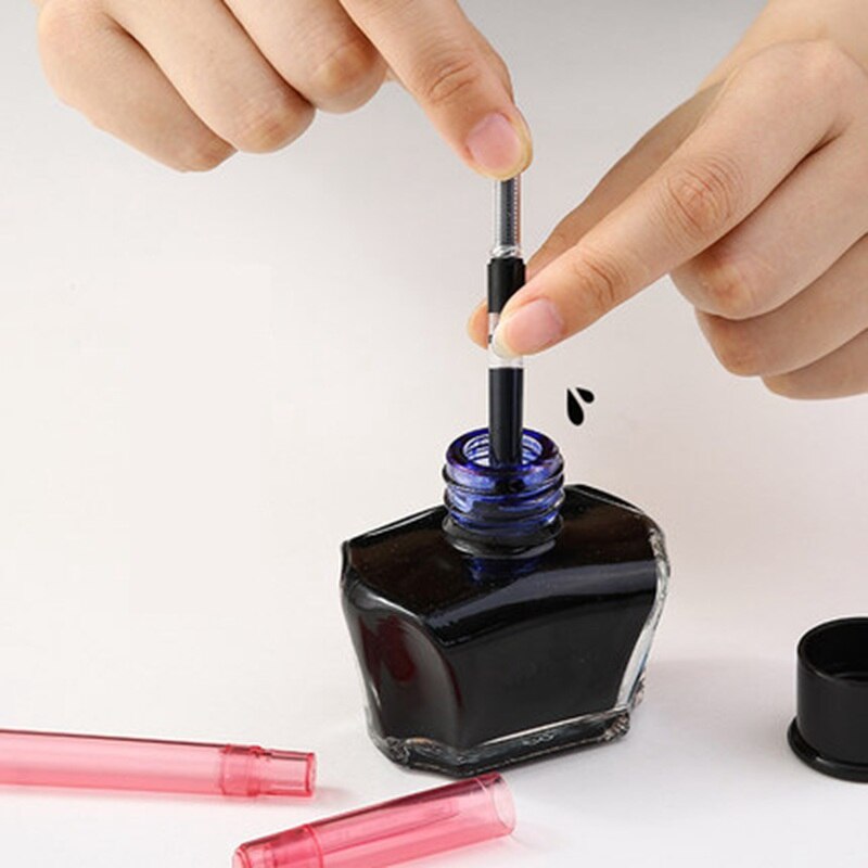 Clear Transparent Fountain Pen 0.5/0.38mm Nib Writing Calligraphy Ink Pen Student Stationery School Office Supplies
