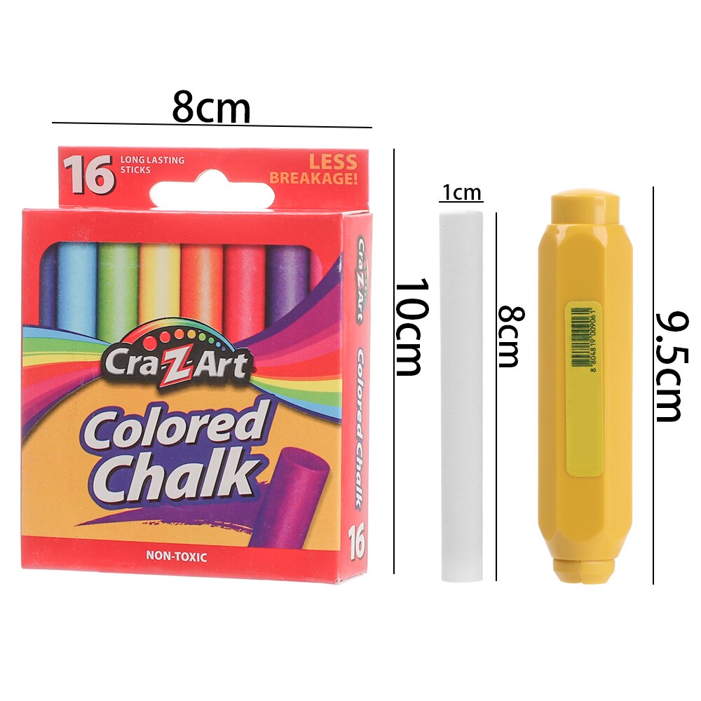 16 stk/kasse hvide/farvede vandopløselige kridter giftfri børn graffiti kridt kunst læring malet kridt maling forsyninger