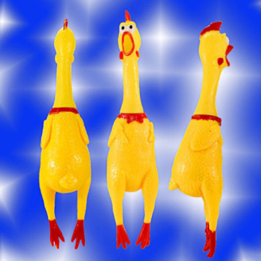 Pollo de goma amarillo chillón de 17cm para perro, juguete chirriante para mascotas, para masticar, sonido chirriante, juguete divertido de goma de seguridad para perro