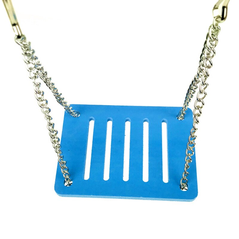 Juguete columpio para hámster, soporte colgante para conejillo de indias, jaula de juguete para ejercicio para mascotas pequeñas, con cadena de suspensión, plataforma para hámster: Blue