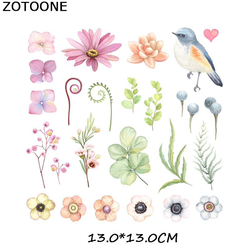 Patches Voor Kleding Ijzer Op Heat Transfers Applique Diy Bloem Dier Set Patch Gedrukt Toepassing Thermo Stickers D: 1640