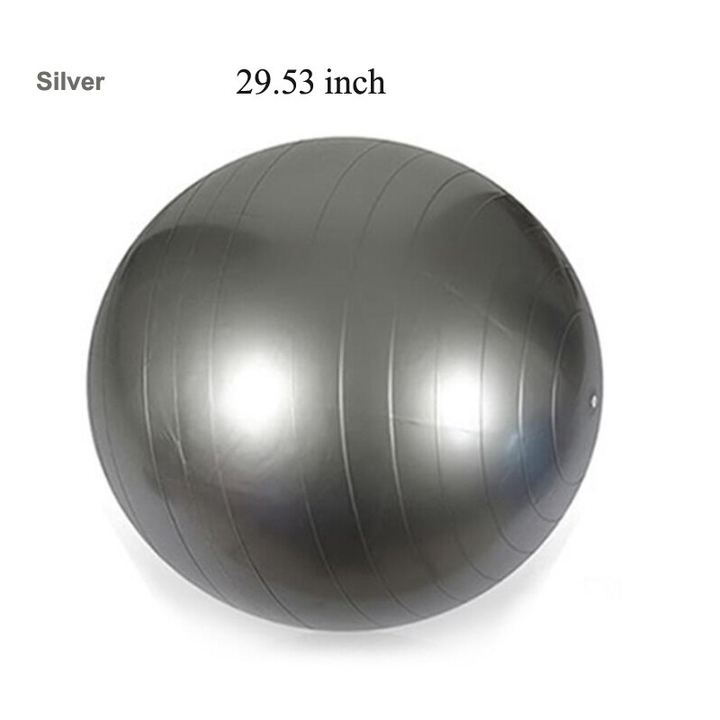 Sfera di Yoga di Sport di Fitness palle Equilibrio Pelota Pilates Esercizio Attrezzature Palestra Palla Nuovo Equilibrio Delle Donne Con Pompa 55 centimetri 65cm 75 centimetri: 29.53 inch-Silver