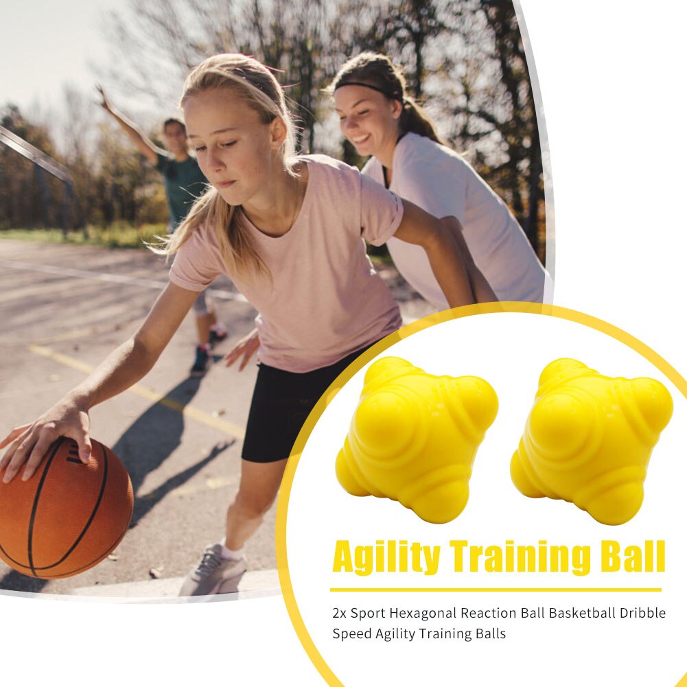 2pcs Sports Gym Fitness Exercise Hexagonal Reaction Ball Basketball Dribble Speed Agility Coordination Training Balls