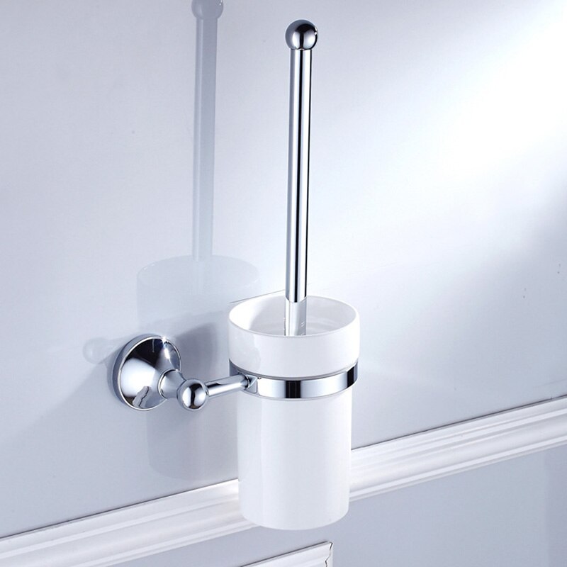 Brons Wc Borstel Houder Set Antieke Zwarte WC Borstel Houder withe Keramische Cup Geborsteld Plank Goud Chroom Wit Badkamer Hardware: Chrome