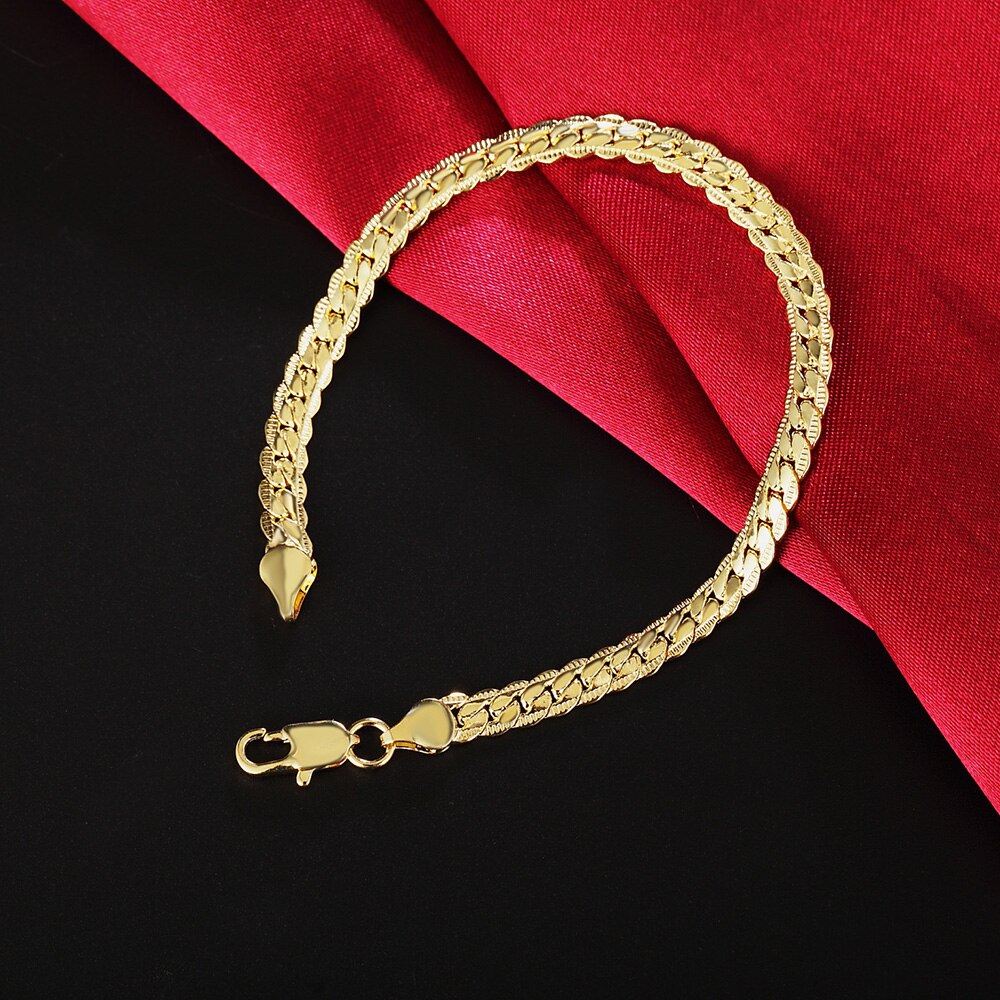 Goud kleur Zilver kleur exquisite leuke vrouwen mannen nobele mooie armband charm 5mm snake chain sieraden h199