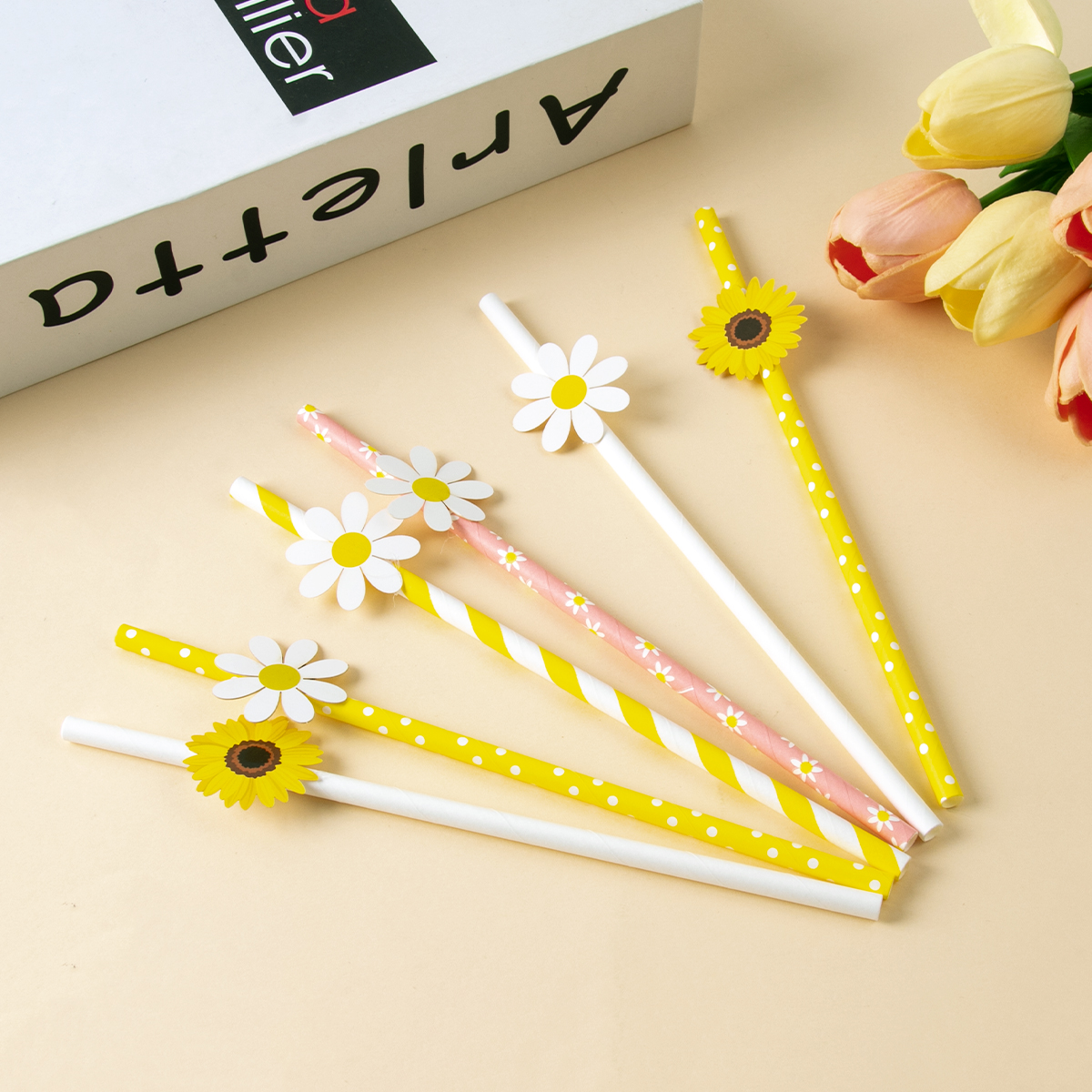 10/20/30 Stuks Daisy Bloem Papieren Rietjes Wegwerp Rietjes Daisy Thema Verjaardagsfeestje Decoraties Bruiloft Feestartikelen