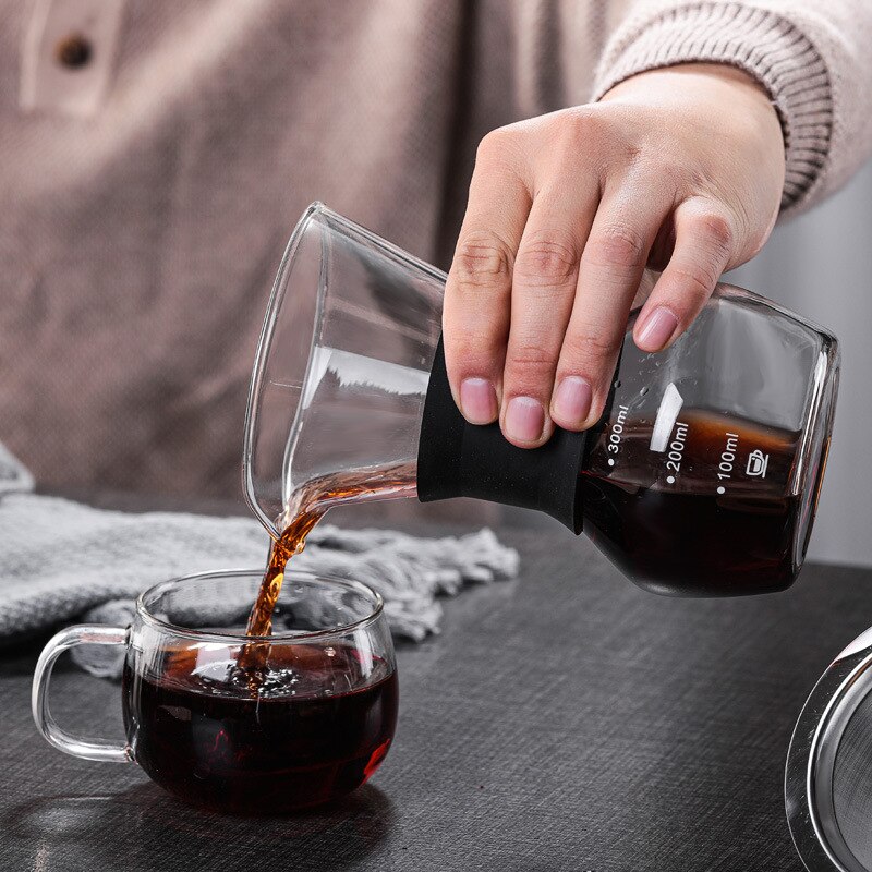 Glass Coffee Pot With Stainless Steel Filter High-Temperature Resistant Coffee Pot Espresso Coffee Machine Graduated Coffeeware