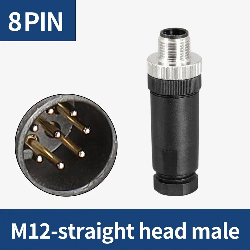 M12 sensor connector 4pin 5pin M12-8 waterproof male&female plug screw threaded coupling A Code sensor connectors: Ivory