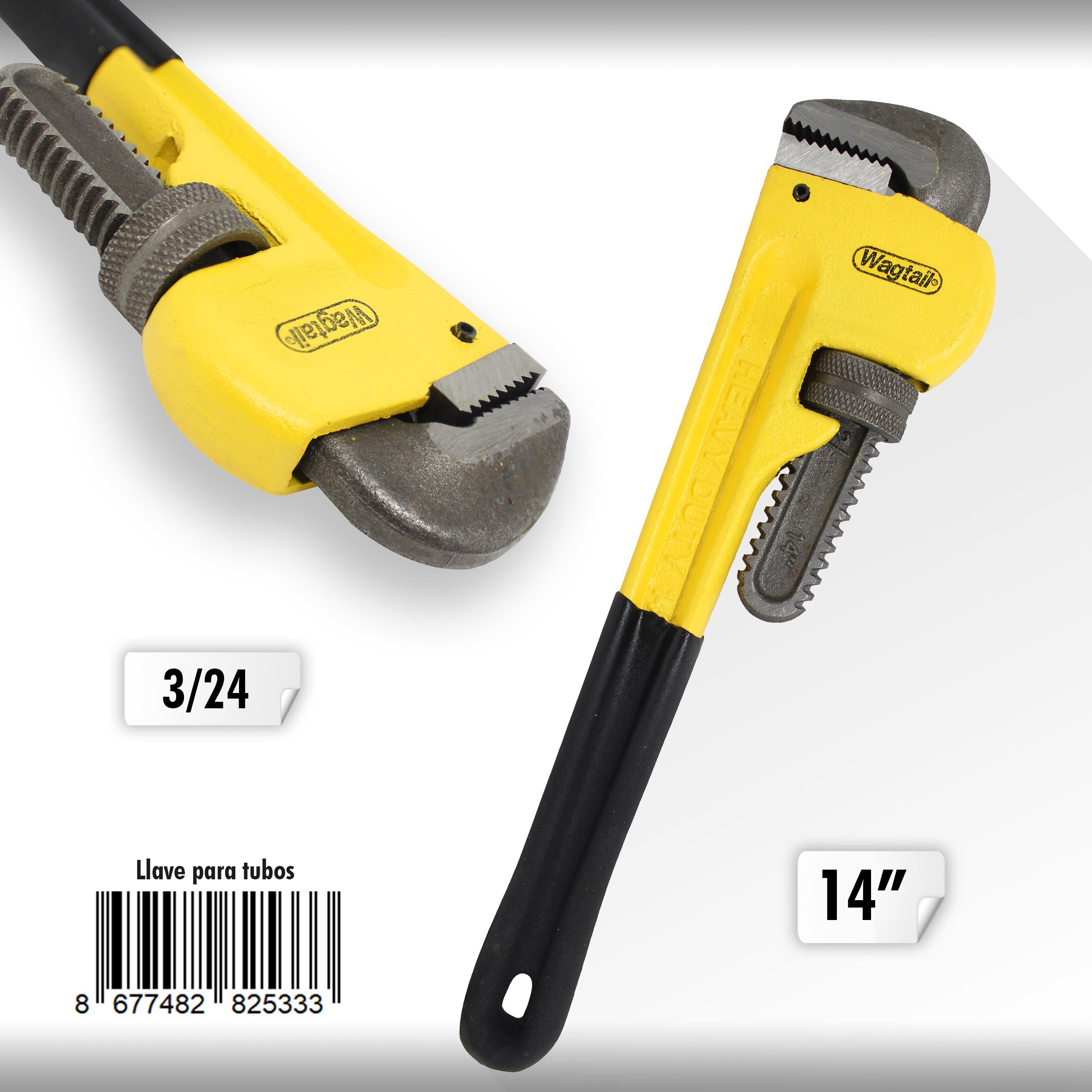 Wagtail-Llave para tubos, llave Stilson, llave grifa ajustable para apretar y aflojar