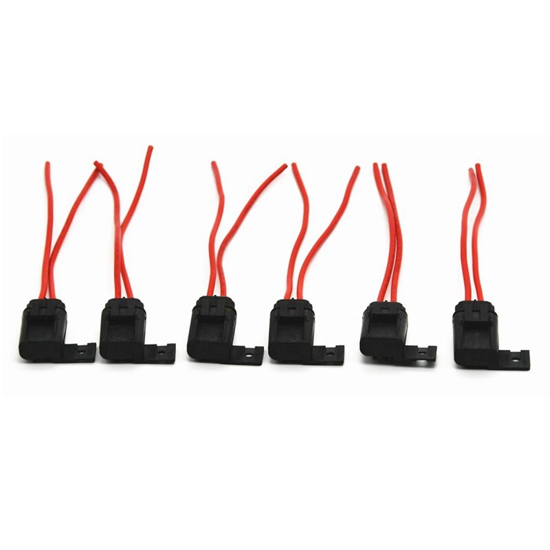 Automotive/Marine Weatherproof Blade Style ATO/ATC Fuse Holder with Cover, 12 AWG, 30A, 6 Pack