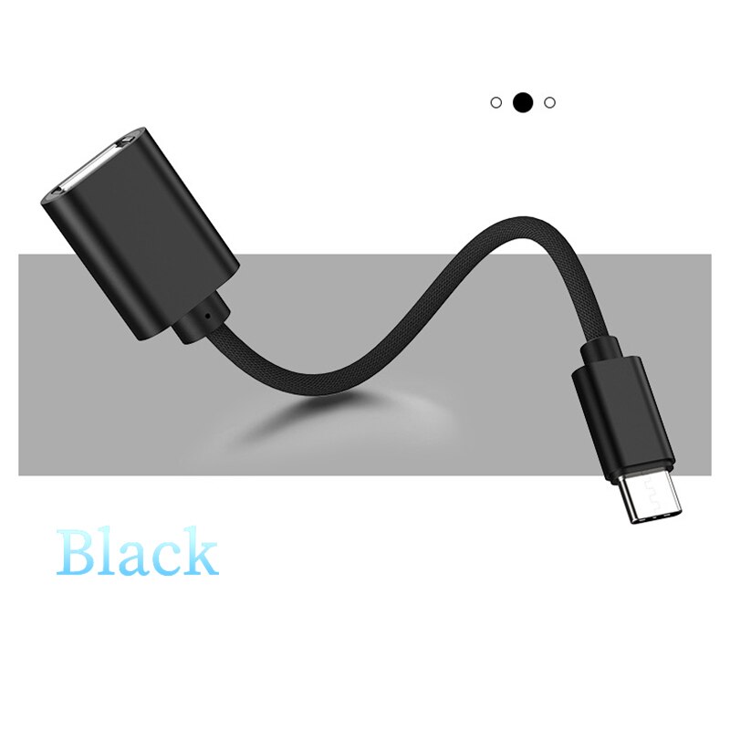 Cable adaptador OTG tipo C USB 2,0 A hembra A tipo C macho para Samsung, Huawei, Xiaomi, teléfono inteligente, tableta, unidad Flash de datos: Black