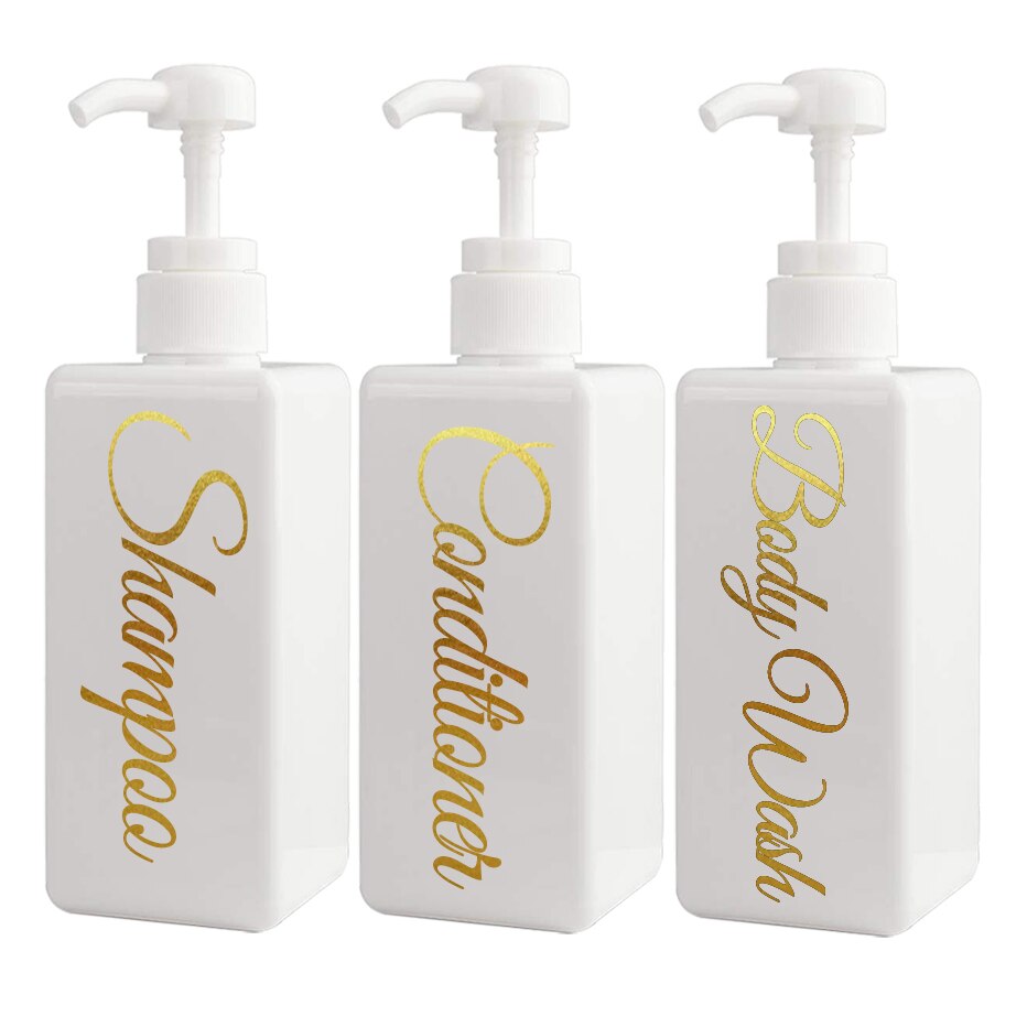 Etiquetas impermeables para champú, dispensador de jabón, pegatina para botella, ducha, Baño