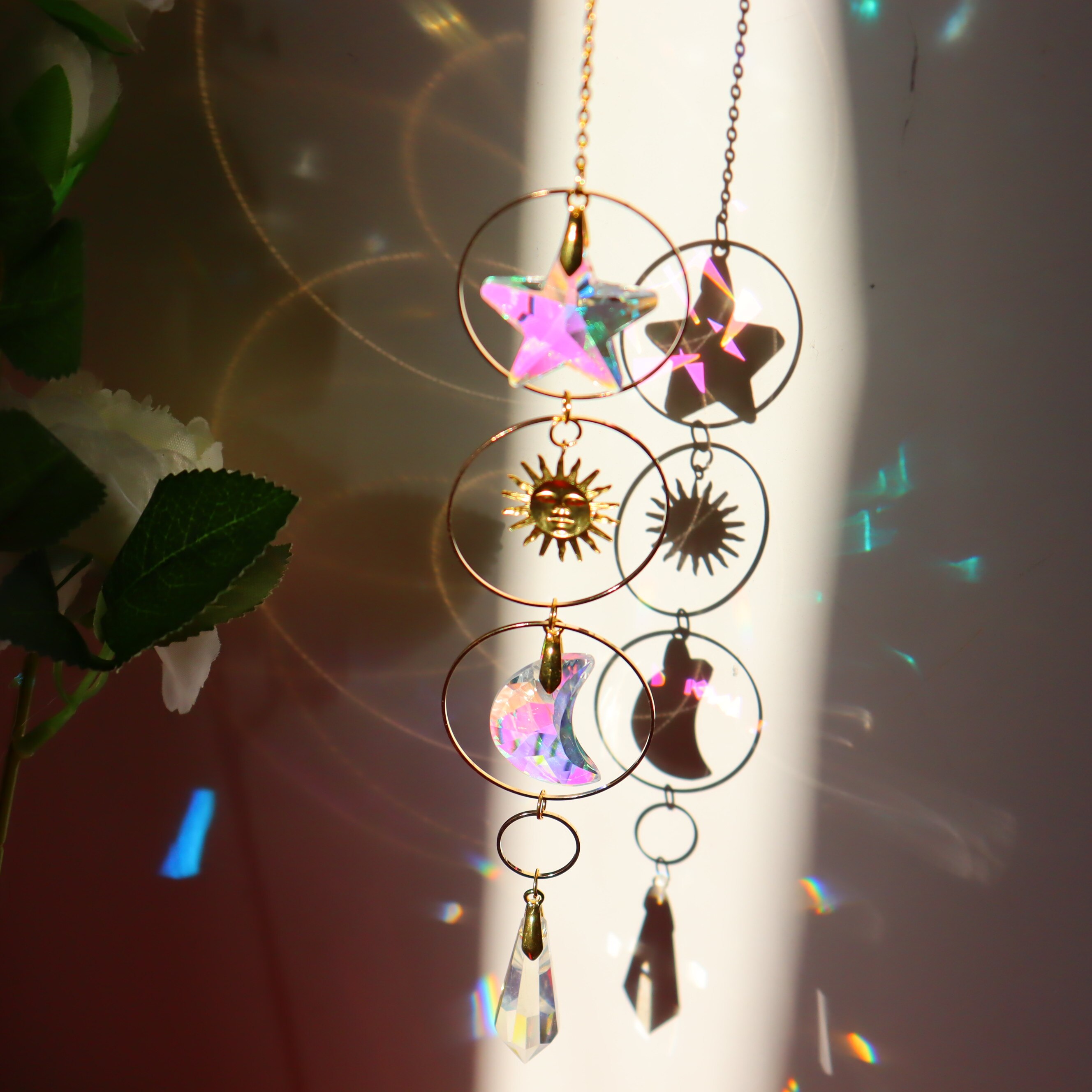 Crystal Suncatcher Regenboog Prisma Tuin Hanger Maan Eenhoorn Licht Chaser Opknoping Venster Home Decoratie Zomer: 35