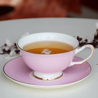 220ML, bunte knochen China kaffee tasse und untertasse einstellen, nespresso tasse einstellen, tazas Cafe termos kaffee becher, Cappuccino tasse einstellen: Rosa