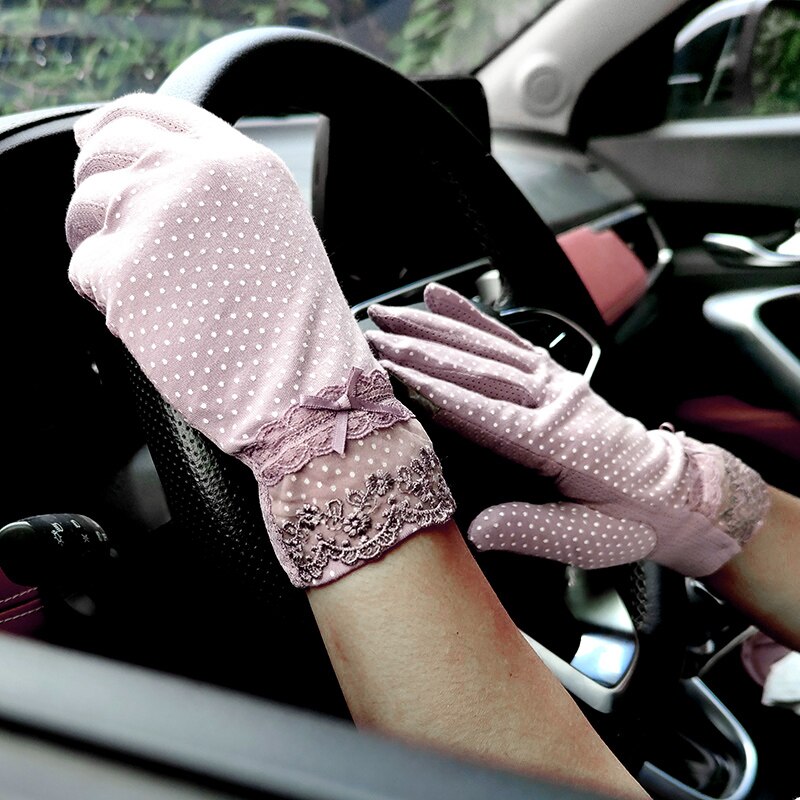 2022 Mode Bloemen Vrouwen Zomer Rijden Handschoenen Antislip Blok Uv Touch Screen Handschoenen Ademend Katoenen Handschoenen voor Vrouwen
