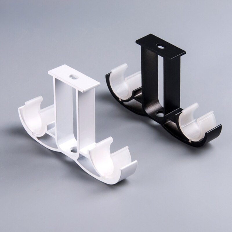 1pc Double Curtain Rod Brackets Window Hardware Holder Home Decor Side Top Mounted Easy To Install