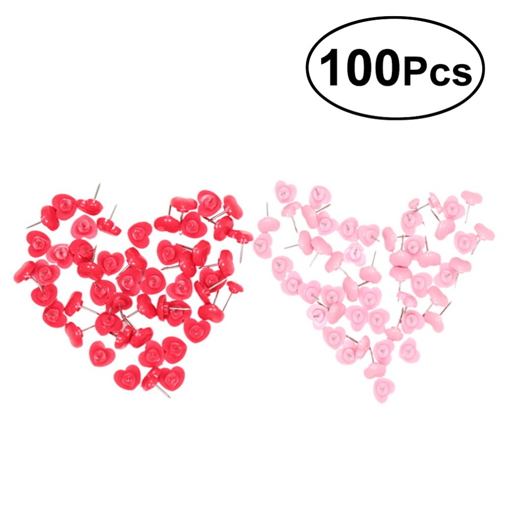 Chinchetas decorativas de seguridad con forma de corazón, 100 piezas con forma de corazón, chinchetas de colores para tablero de corcho, mapa, fotos, carteles, calendario: Default Title