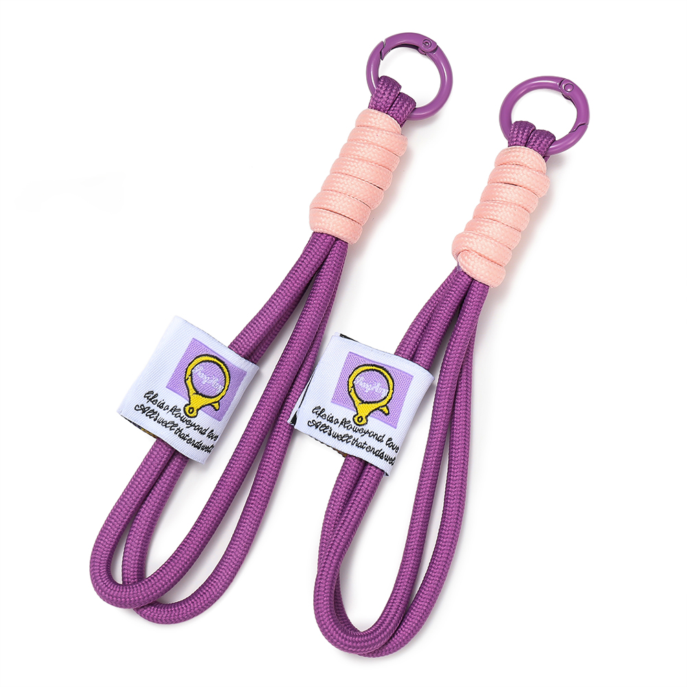 LLavero de cuerda trenzada iridiscente , mosquetón, llavero para mochila, accesorio colgante, cordón colgante, fabricación de joyas DIY: Rosa
