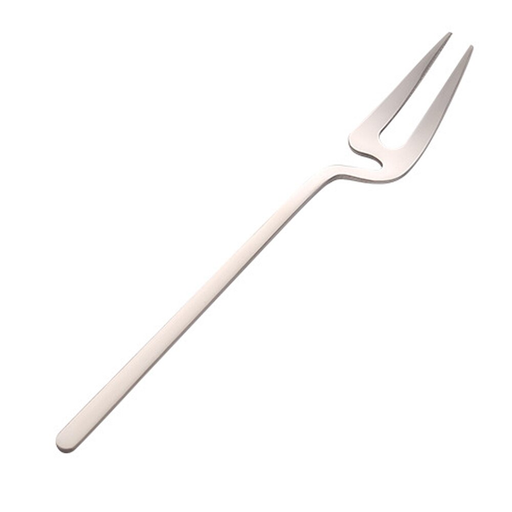 4 Pcs Stainless Steel Coffee Spoon Dessert Fork Long Handle Hanging Wall for Dessert Pizza Cake Steak P7Ding: Silver Fork