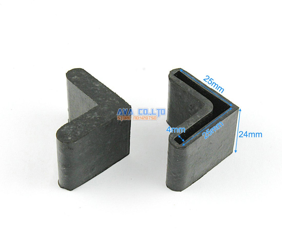 24 Pieces 25 x 25mm L Shape Furniture Feet Rubber Cover Angle Feet Pad Black