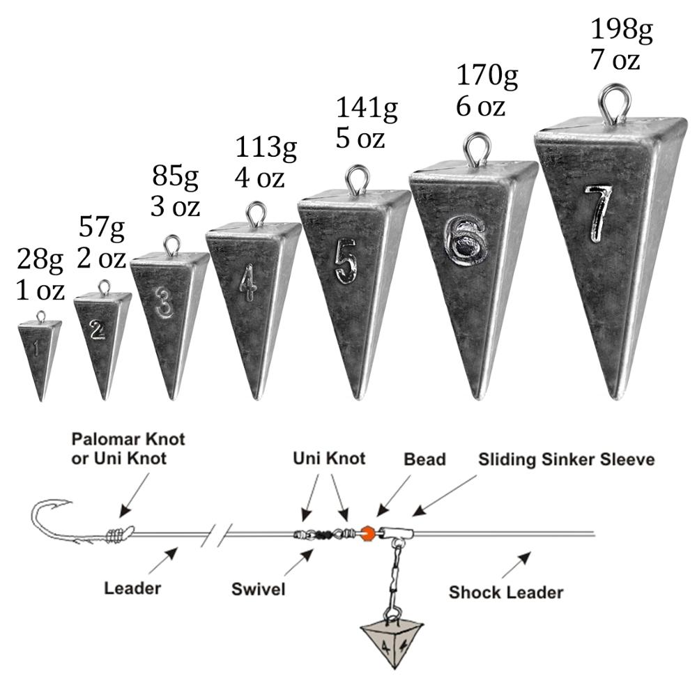 5Pcs Piramide Sinker Gewichten 1Oz 2Oz 3Oz 4Oz Vissen Lood Sinker Gewichten Voor Zoutwater Zoetwater visgerei Accessoires