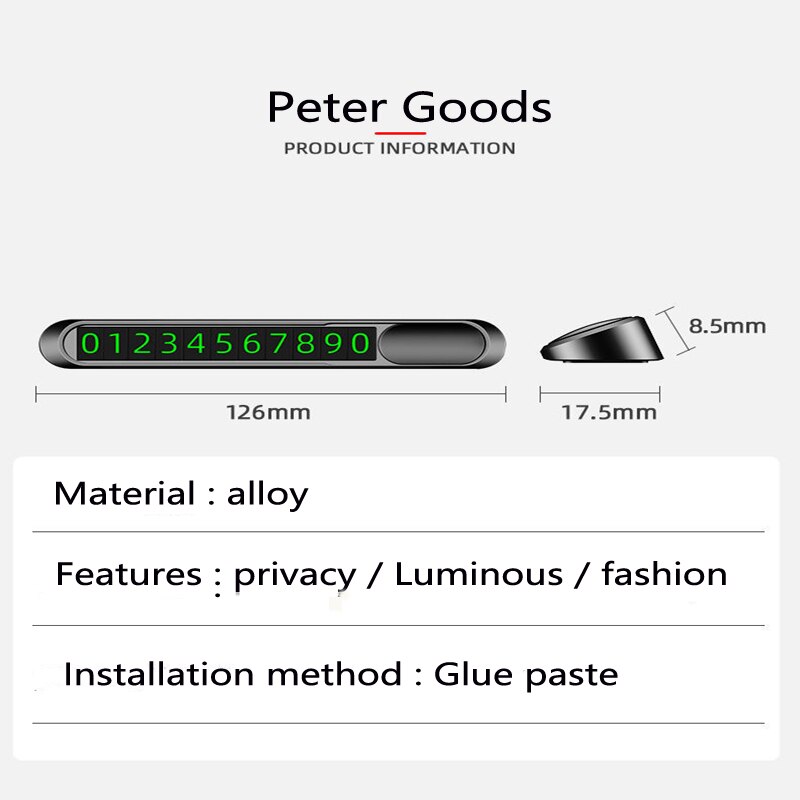 Lichtgevende Auto Tijdelijke Parkeerkaart Telefoon Nummer Houder Aantallen Stickers Forford St Accessoires