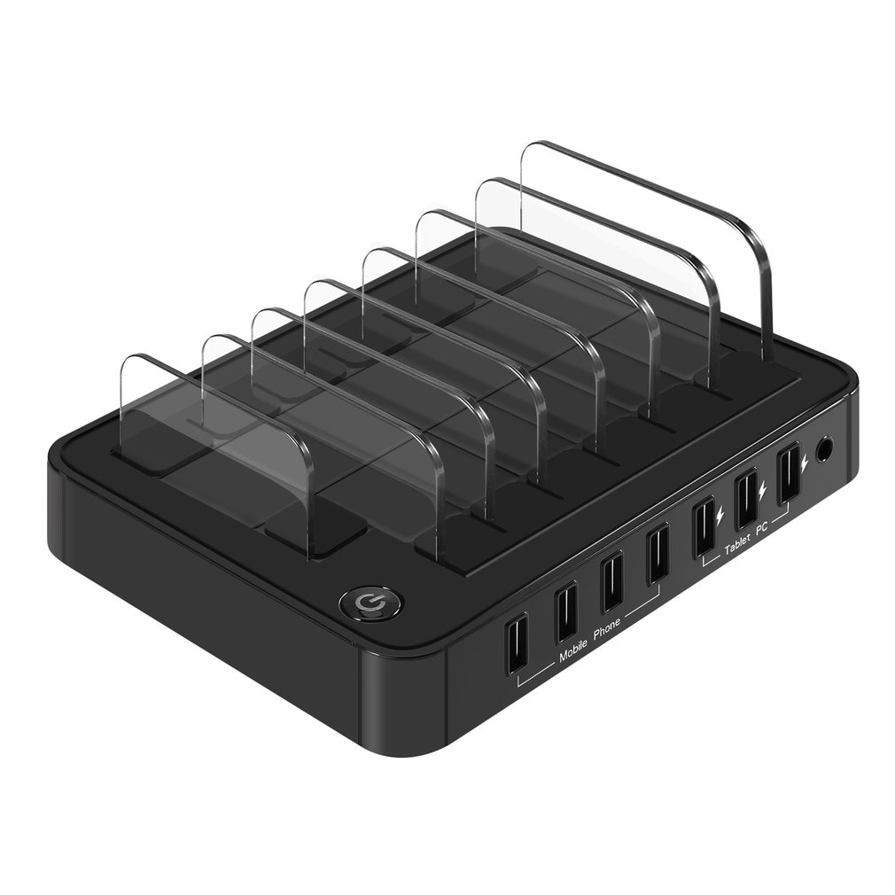 S760 Universal 7-Port USB Charging Station USB Charger Charging Dock With 60W Power Adapter for Tablets Smartphones