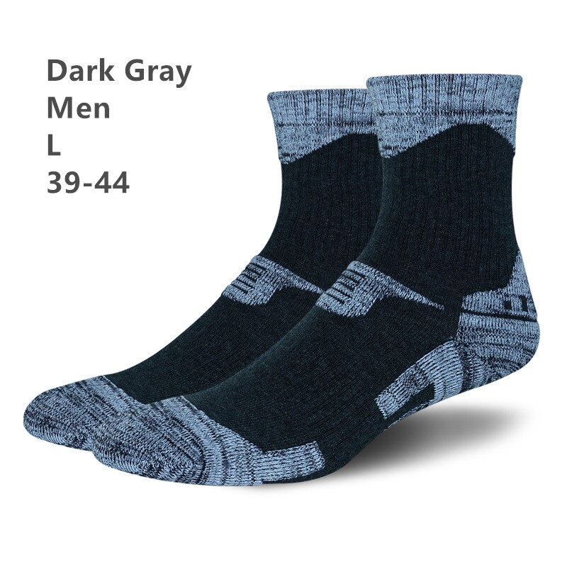 Hiver hommes femmes chaussettes de Ski thermique coton épais Sports Snowboard Ski & randonnée chaussettes de patinage thermochaussettes: Men Dark Gray L