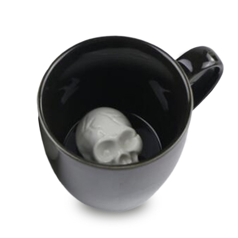Schedel Koffie Mok 3D Creatieve Wit Zwart Gothic Mokken Koffie Melk Thee Mokken Met Handgreep Voor Travel Thuiskantoor 300Ml