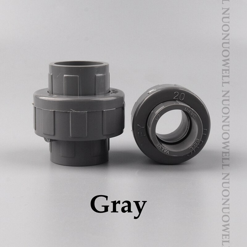 2Pcs PVC Rohr Stecker 20 25 32 40mm Union Anschlüsse Aquarium Tank Wasser Rohr Gleich Armaturen Bewässerung Garten wasser Anschluss: 20mm / Gray