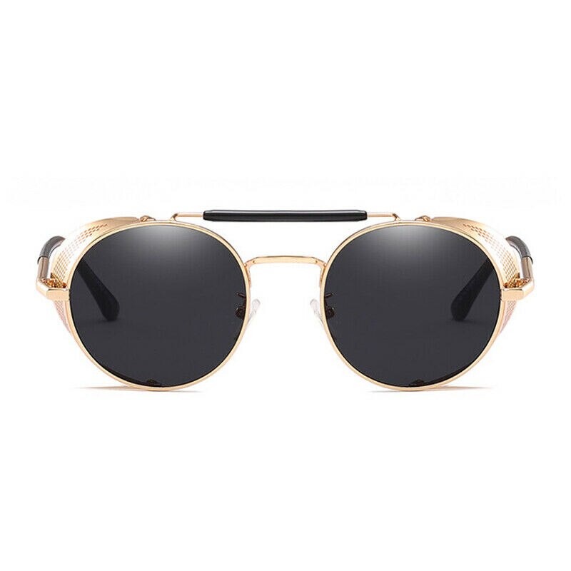 Steampunk lentille ronde lunettes de soleil Blinder Cyber bouclier ombre lunettes en métal: A093-A-01