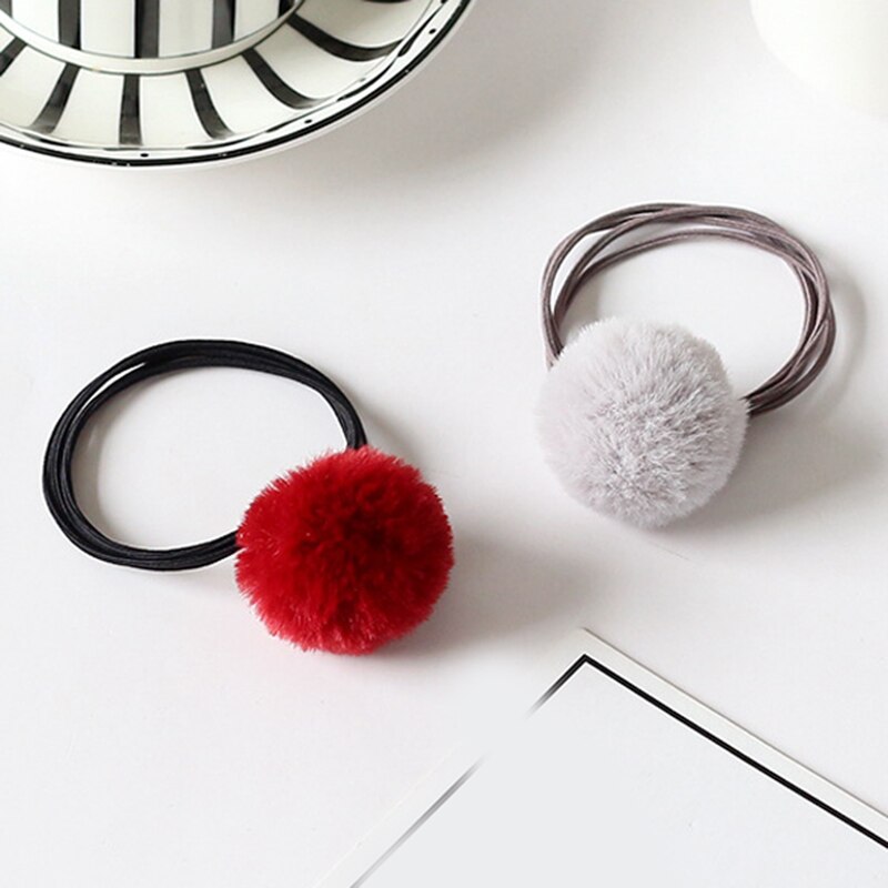 Babymeisjes schattige pompon elastiekjes haarbandjes bal roze scrunchie kinderen mooie nepbont rubberen band haaraccessoires