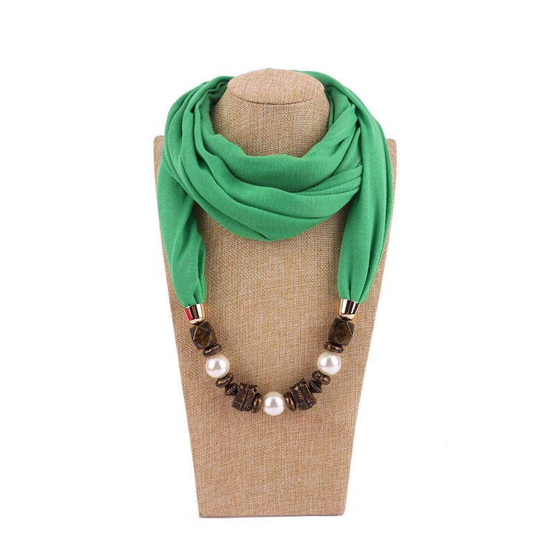 LaMaxPa Neue Frauen Solide Schmuck Anhänger Chiffon Schal Perle Schals und wickelt Weichen Weiblichen Zubehör