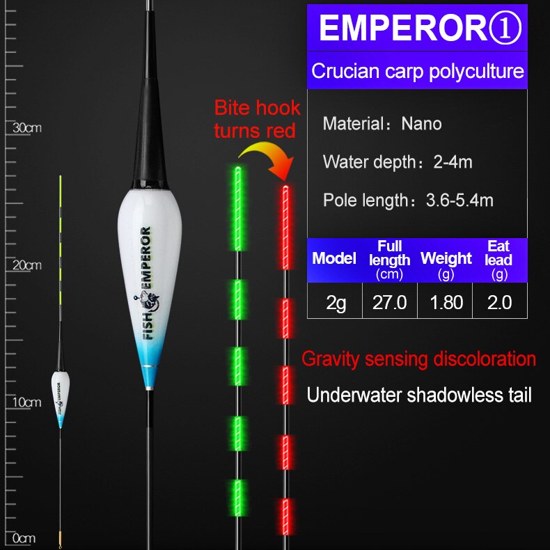 Smart Fishing Float Gravity Sensor Led Electric 2g 5g 7g 10g Great Buoyancy Pose Bobbers Without Battery Glow Stick Summer: EMPEROR 2g
